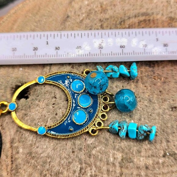 2pcs Turquoise Howlite Pendant And Chunky Cuff Bracelet Set - Picture 10 of 10